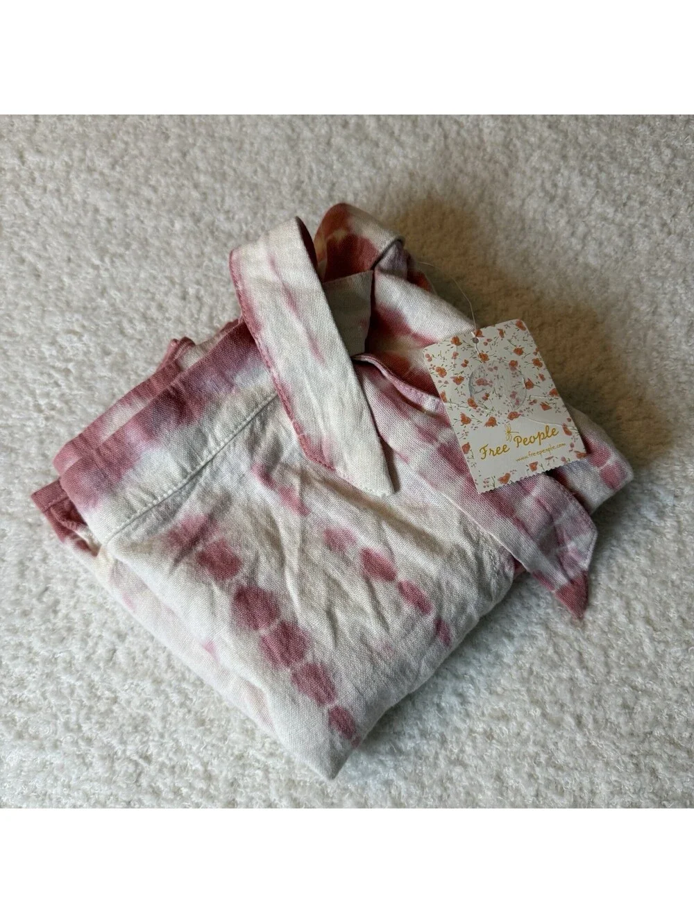 Free People Rosie Tie Dye Wrap Skirt Size 0 Pink Linen Rayon NWT